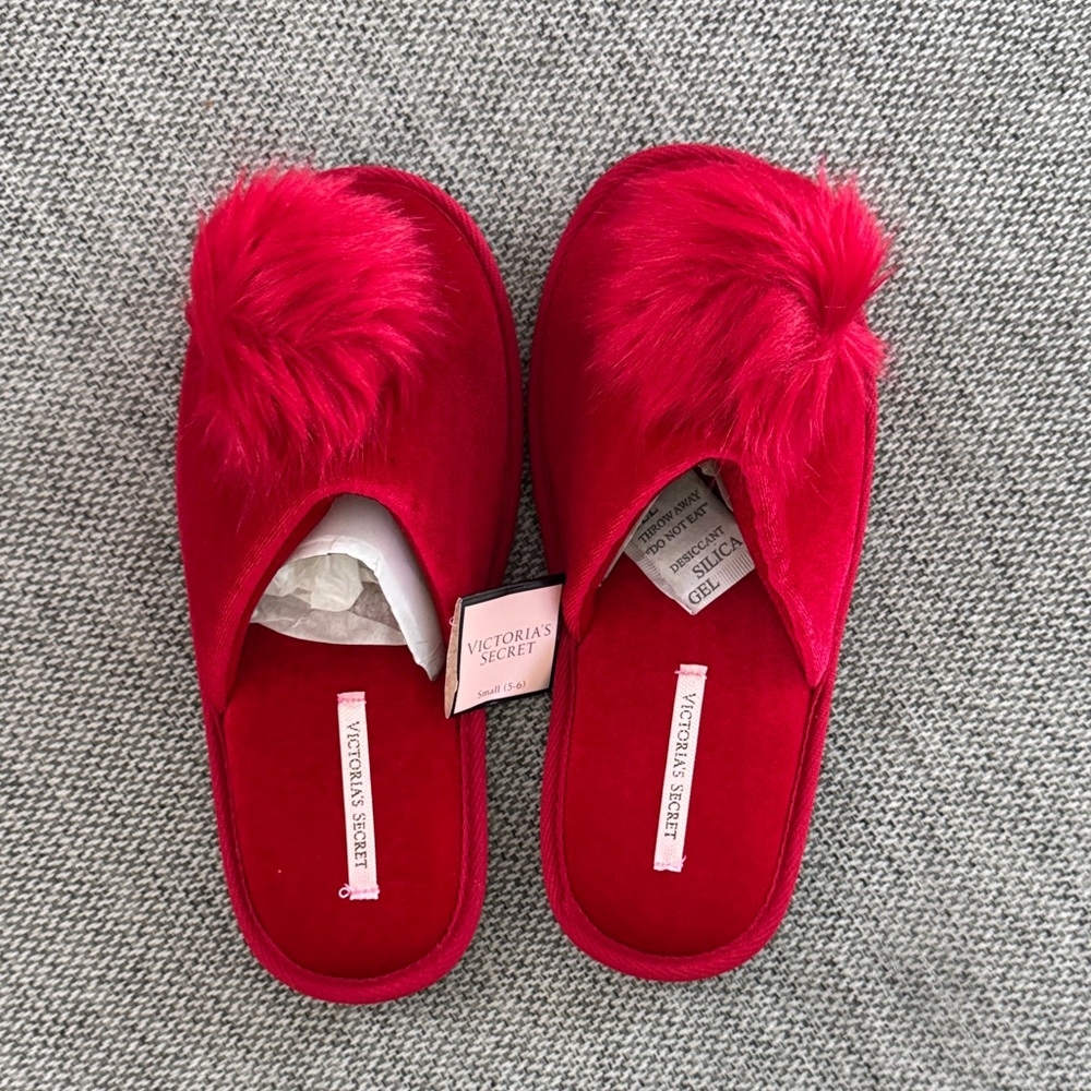 Victoria's Secret Plush Red Slippers